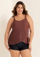 Plus Size Brown Flowy Layered Tankini Top