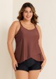 Plus Size Brown Flowy Layered Tankini Top