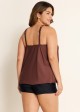 Plus Size Brown Flowy Layered Tankini Top