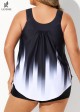Black And White Ombre Print Longer Length Casual Tankini Top
