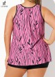 Plus Size Plants Print Wide Straps Elegant Tankini Top