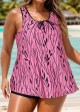 Plus Size Plants Print Wide Straps Elegant Tankini Top