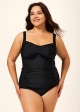 Stylish Black Twisted Front Ruched Tummy Control Tankini Top