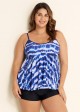Stylish And Flattering Tie Dye Layered Adjustable Tankini Top