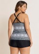 Plus Size Vintage Round Neck Crossback Tankini Top