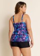 Plus Size Purple Floral Modest Swim Suits For Ladies Tankini Top