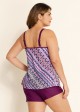 Plus Size Romantic Purple Geometric Casual Tankini Set