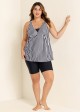 Black And White Striped Print Bow Tie Front Tankini Top