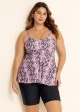 Plus Size Snake Skin Print Tankini Swimsuit Top with Sweetheart Neckline