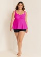 Hot Pink Twist Front Charming Tankini Top