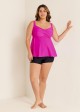 Hot Pink Twist Front Charming Tankini Top
