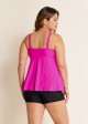 Hot Pink Twist Front Charming Tankini Top