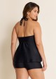 Black V-Neck Halter Plus Size Modest Tankini Swimsuit Top