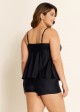 Black Cutout Edge Scoop Neck Plus Size Tankini Top