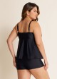 Black V-Neck Chest Mesh Plus Size Modest Fashion Tankini Swimsuit Top