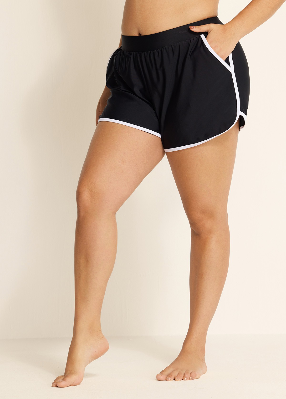 Classic Black And White Sporty Swim Shorts