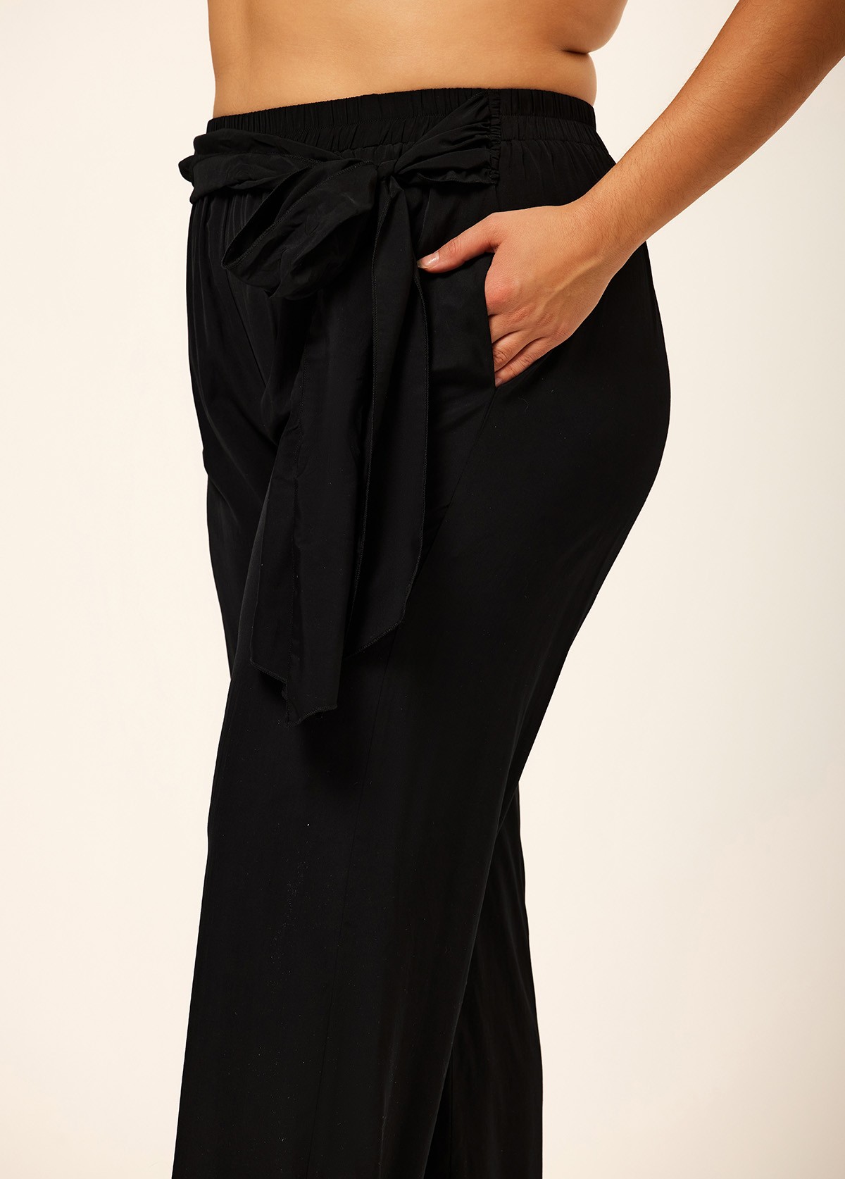 Black Knotted Plus Size Modest Fashion Loose Cover Up Swimsuit Pants