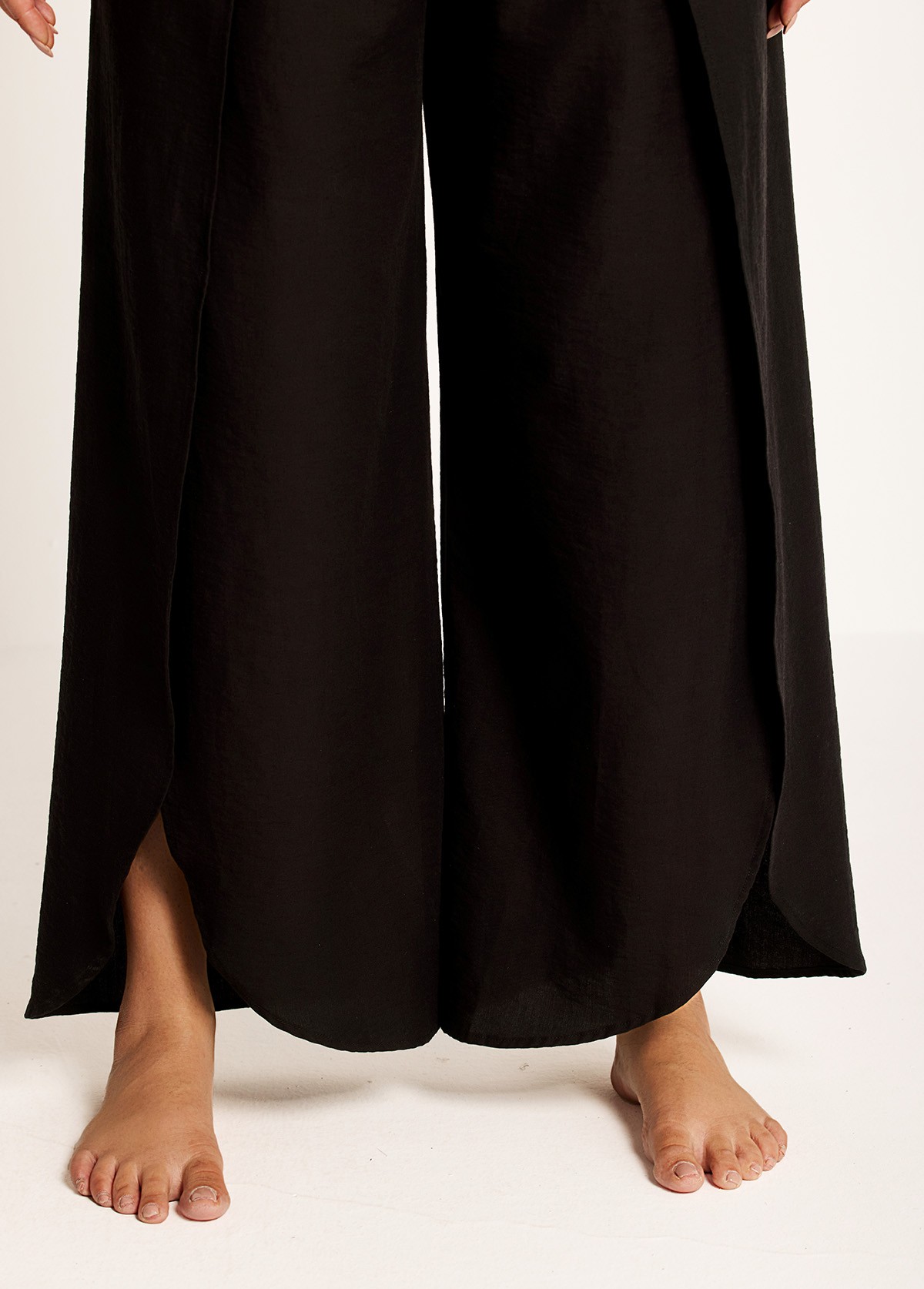 Black Through Side Split Curvy Swim Cover Ups Fly Away Pants