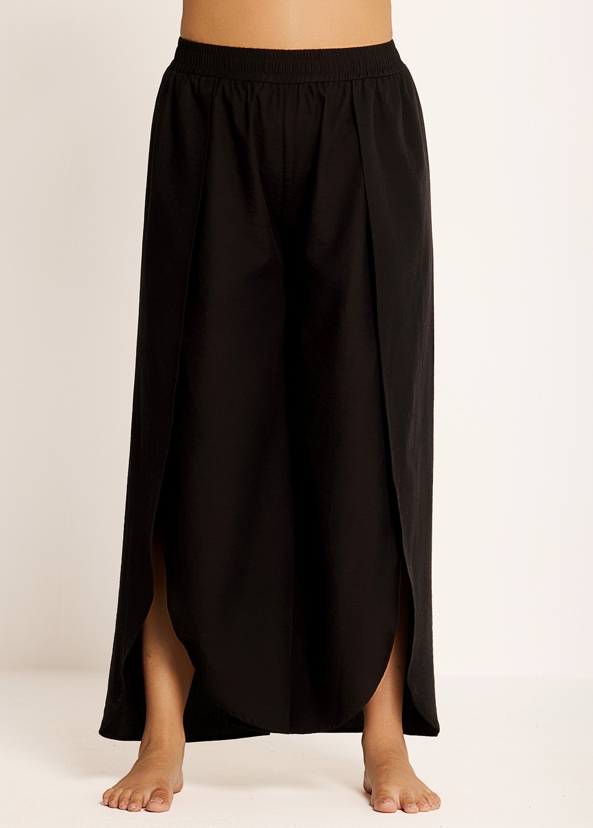 Black Through Side Split Curvy Swim Cover Ups Fly Away Pants
