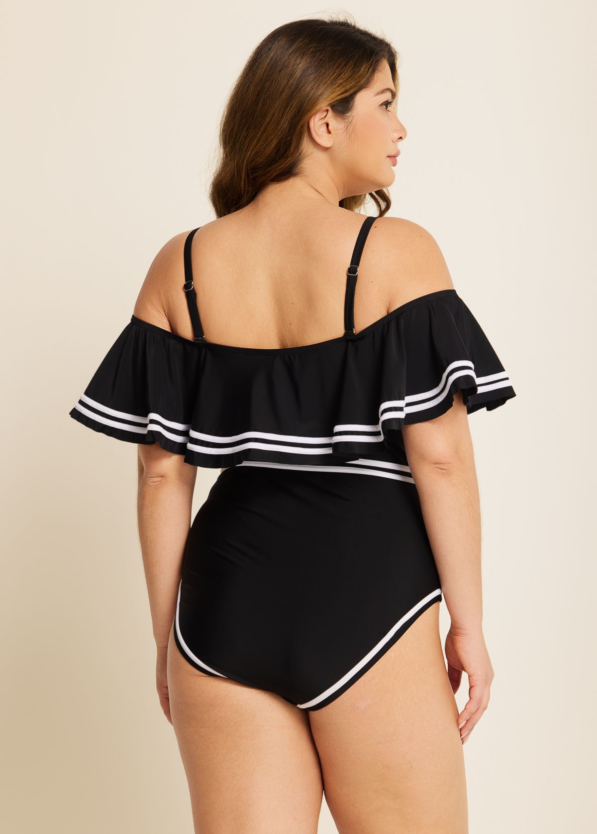 Plus Size Off Shoulder Ruffles Women One Piece Swimsuit
