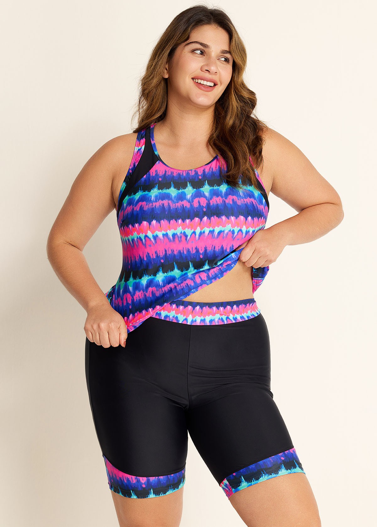 Purple Pink Ombre Sporty Racerback Tankini Set